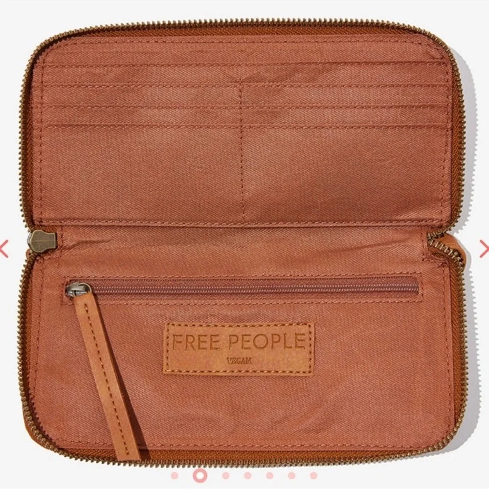 Free People Distressed Vegan‎ leather Wallet/ Wristlet brown- NWT